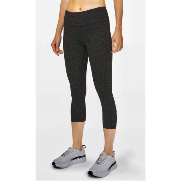 Lululemon Leggings Womens Pace Rival Crop 22" Formation Camo Deep Coal Run. Sz 4 - Picture 1 of 16